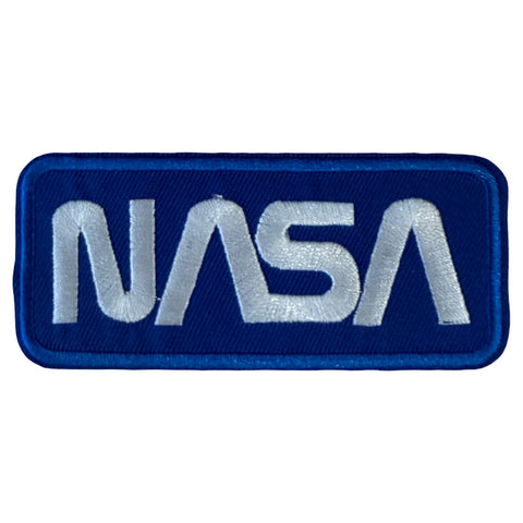 Nasa-Text-Emblem zum Aufbügeln, Blau und Weiß