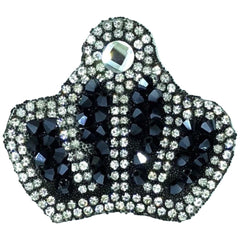 Kronen-Strass-Emblem zum Aufbügeln, Anthrazit