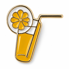 Limonade Cocktail Stroh Obstscheibe Emaille Pin.