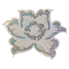 Aufnäher mit Aufnäher „Rose Roses“ mit Paillette-Emblem, weiß