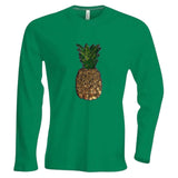 Ananas Paillette XL Strijk Embleem Patch op een groene longsleeve