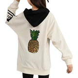 Ananas Paillette XL Strijk Embleem Patch op de rugzijde van een ecru hoodie