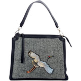 Vogel Kraanvogel XL Strijk Embleem Patch Links op een canvas tas