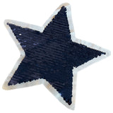 Ster Reversible Pailletten Opnaai Embleem Patch Blauw Zilver