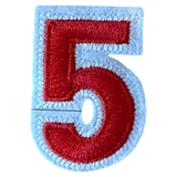 Cijfer Nummer 5 Wit Rood Strijk Patch Embleem