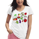 Groenten Fruit Strijk Embleem Patch Set o peen wit t-shirt