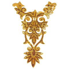 Yackalasi Cosplay Pailletten Venezianische Spitze Aufnäher zum Aufbügeln Gold