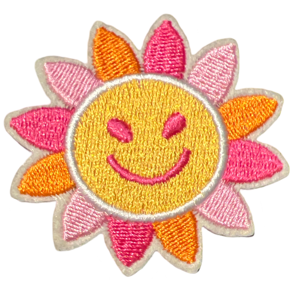 Zon Smiley Oranje Roze Strijk Embleem Patch