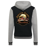 American Classic Tradition XXL Biker Strijk Embleem Patch op de rugzijde van een zwart college jasje