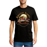 American Classic Tradition XXL Biker Strijk Embleem Patch op een zwart t-shirt