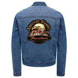 American Classic Tradition XXL Biker Strijk Embleem Patch op de rugzijde van een blauw spijkerjack