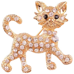 Katzenbrosche mit goldenen Strasssteinen