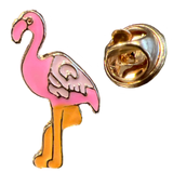 Flamingo Emaille Pin Lichtroze met afsluitdopje