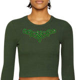 Venetiaans Kant Sequins Cosplay Strijk Applicatie Patch Groen op een groene longsleeve