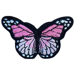 Schmetterlings-Emblem-Aufnäher zum Aufbügeln, blassrosa und schwarz