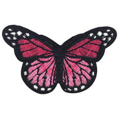 Dunkelrosa schwarzer Schmetterling-Emblem-Aufnäher zum Aufbügeln