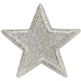 Zilverkleurige Glitter Ster Strijk Embleem Patch