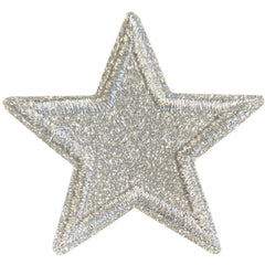 Silberner glitzernder Stern-Emblem-Aufnäher zum Aufbügeln