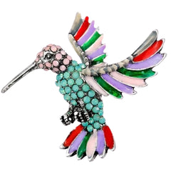 Brosche Deko-Pin Kolibri Vogel Mehrfarbig