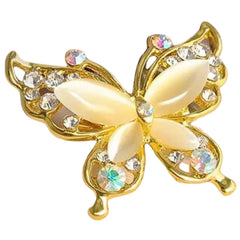Brosche Deko Pin Schmetterling Champagner Strass