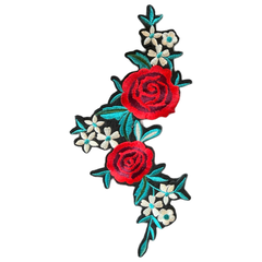 Rosen-Blumen-Zweig-Emblem zum Aufbügeln, XL-Aufnäher links