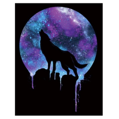 Wolf-Sternenhimmel-Aufbügelapplikation