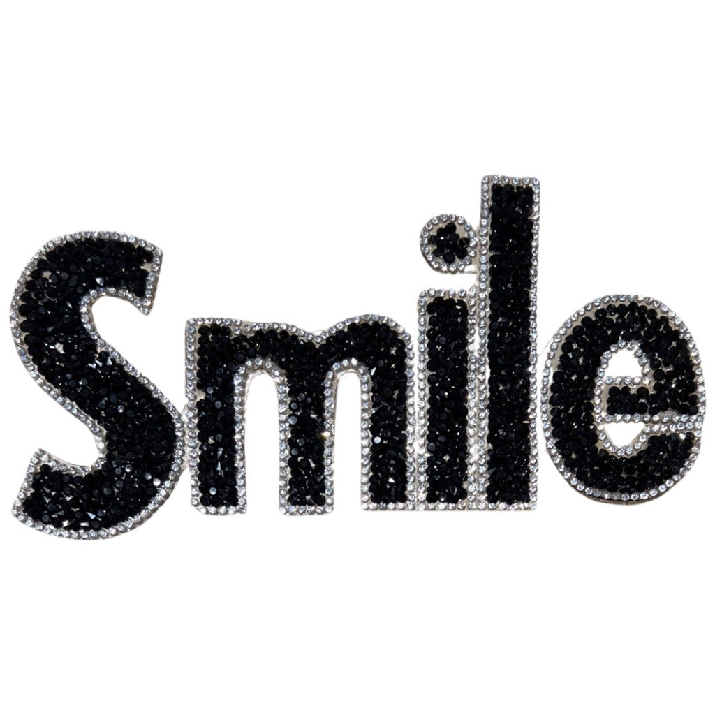 Aufnäher mit Smile-Text, Strasssteinen und Emblem zum Aufbügeln