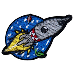 Rakete, gelbe Flamme, Emblem zum Aufbügeln
