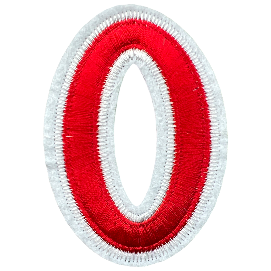 Cijfer Nummer 0 Strijk Emblemen Patch Rood Wit