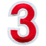 Cijfer Nummer 3 Strijk Emblemen Patch Rood Wit