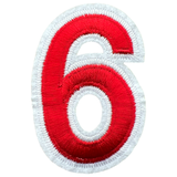 Cijfer Nummer 6 Strijk Emblemen Patch Rood Wit