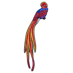 Rot-gelber Paillette-Paradiesvogel XXL-Emblem-Patch 2 zum Aufbügeln