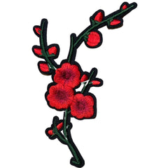 Blütenzweig-Emblem-Aufnäher zum Aufbügeln, Rot