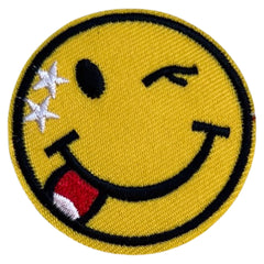 Emoji-Smiley-Emblem zum Aufbügeln, Zwinkern