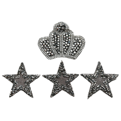 Sterne-Kronen-Strass-Emblem-Patch-Set zum Aufbügeln, 4-teilig