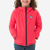 Geborduurde dolfijn strijkpatch met speels ontwerp op een jasje