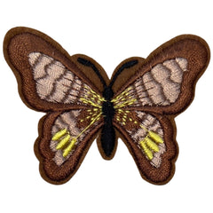 Schmetterlings-Emblem-Aufnäher zum Aufbügeln in Beige, Braun, Gelb