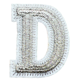 Alfabet Letter D Strijk Embleem Patch Zilver Wit