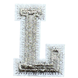 Alfabet Letter L Strijk Embleem Patch Zilver Wit