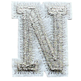 Alfabet Letter N Strijk Embleem Patch Zilver Wit