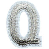 Alfabet Letter Q Strijk Embleem Patch Zilver Wit