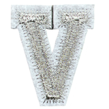 Alfabet Letter V Strijk Embleem Patch Zilver Wit