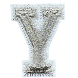 Alfabet Letter Y Strijk Embleem Patch Zilver Wit