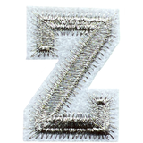 Alfabet Letter Z Strijk Embleem Patch Zilver Wit