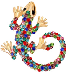 Eidechsen-Gecko-Brosche mit Strasssteinen