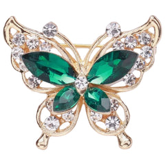 Brosche Dekonadel Strass Schmetterling Grün