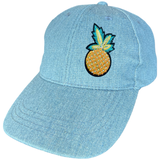 Ananas Met Kruin Strijk Embleem Patch op een cap van spijkerstof