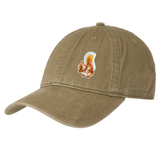 Eenhoorn Strijk Embleem Patch op een beige cap