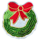 Kerstkrans Strik Paillette Strijk Embleem Patch