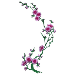 Blüten-Blumen-Zweig-Bügelemblem-Aufnäher rosa grün